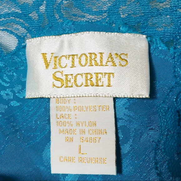 Victoria’s Secret Cami Tank Top Nightgown Lace turquoiseFloral Size Large - Picture 13 of 13